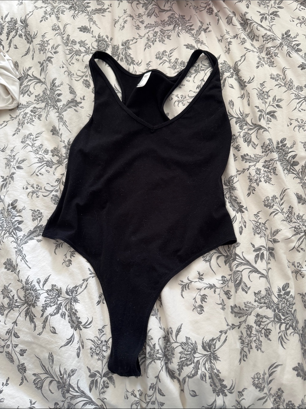 American Apparel Black V-Neck Racerback Bodysuit